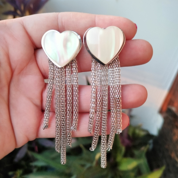 Irridescent Heart Statement Earrings - Picture 9 of 9